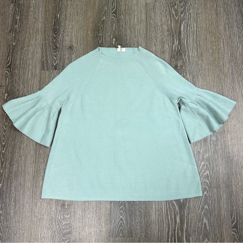 Moth by Anthropoogie women’s teal mint short bell sleeve sweater size L